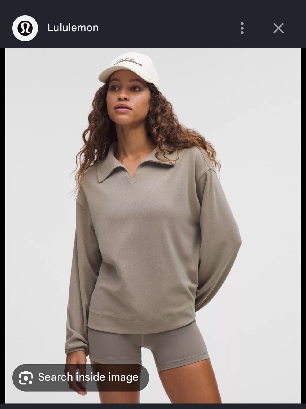 lululemon athletica Softstreame Relaxed Collared Sweatshirt in Taupe